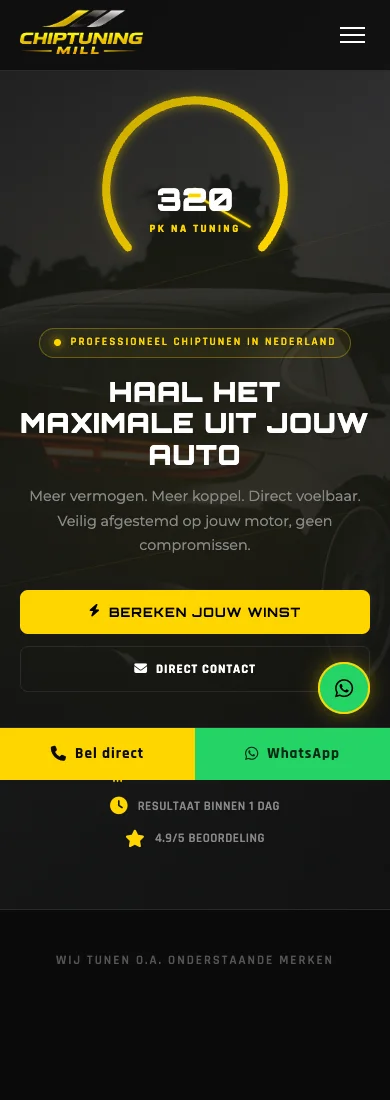 Mobiele weergave van de website van ChipTuning Mill