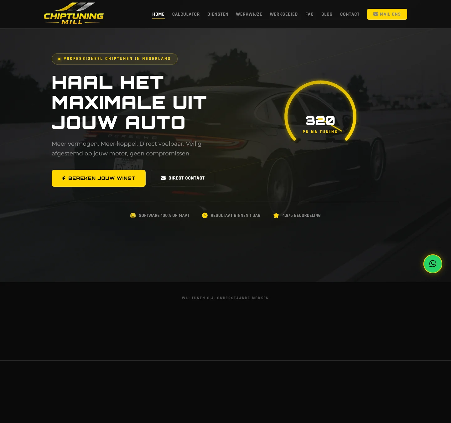 Desktopweergave van de website van ChipTuning Mill